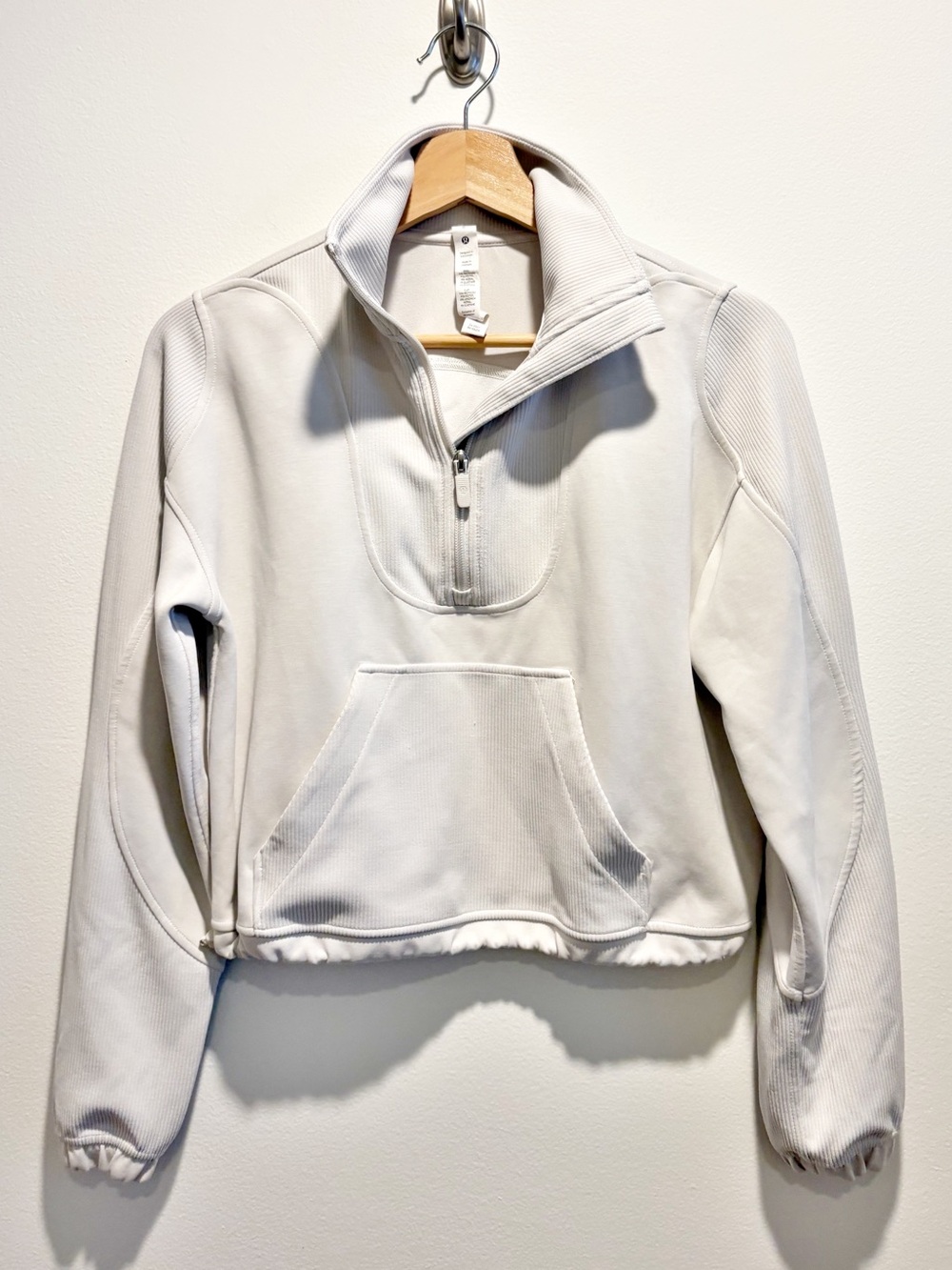 Lululemon || Brushed Softstreme Ribbed Half Zip Pullover Sweatshirt Off White 0